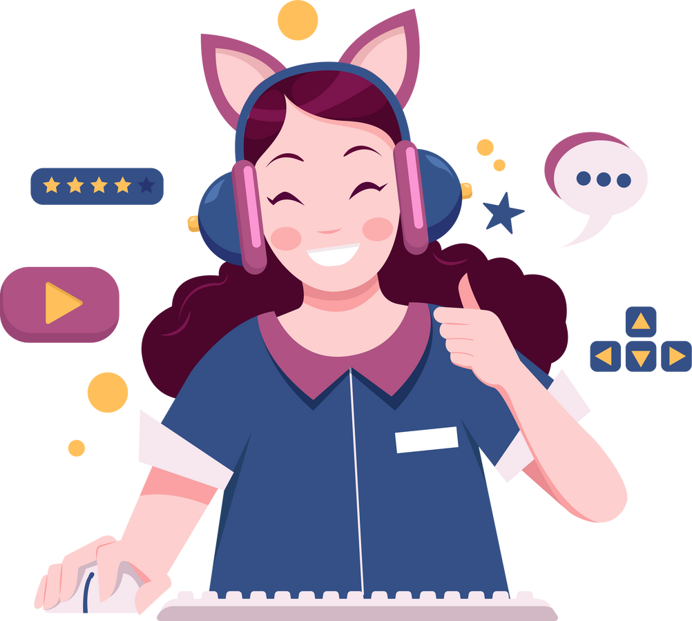 Girl Streamer Illustration
